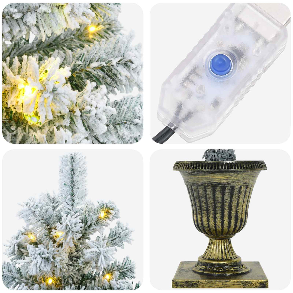 vidaXL Mini choinka ośnieżona 120 cm 100 LED Ciepła biel PVC