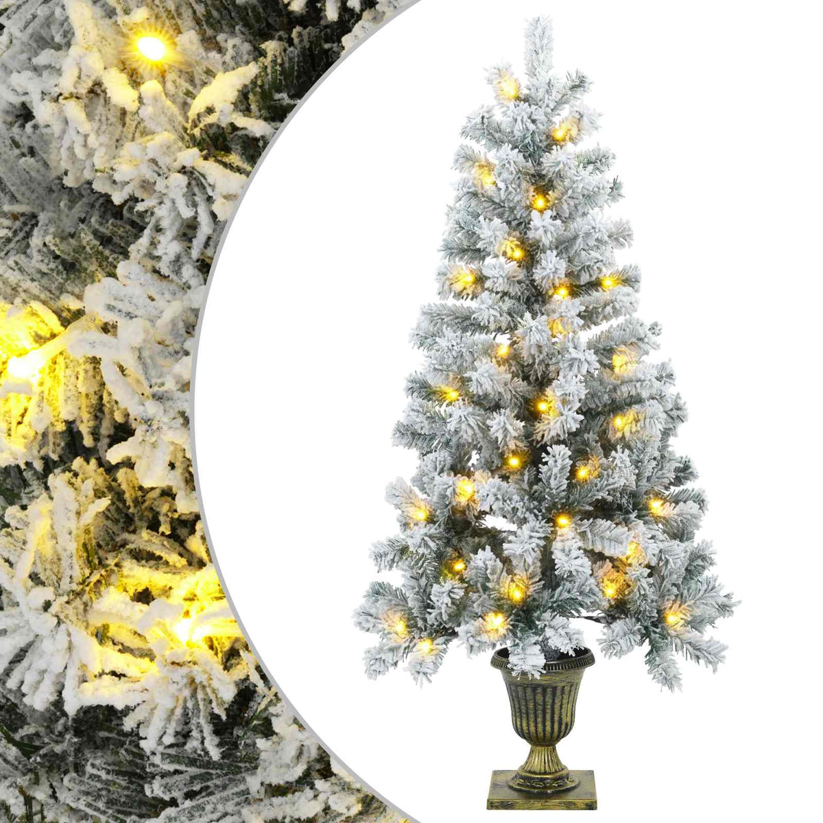 vidaXL Mini choinka ośnieżona 120 cm 100 LED Ciepła biel PVC