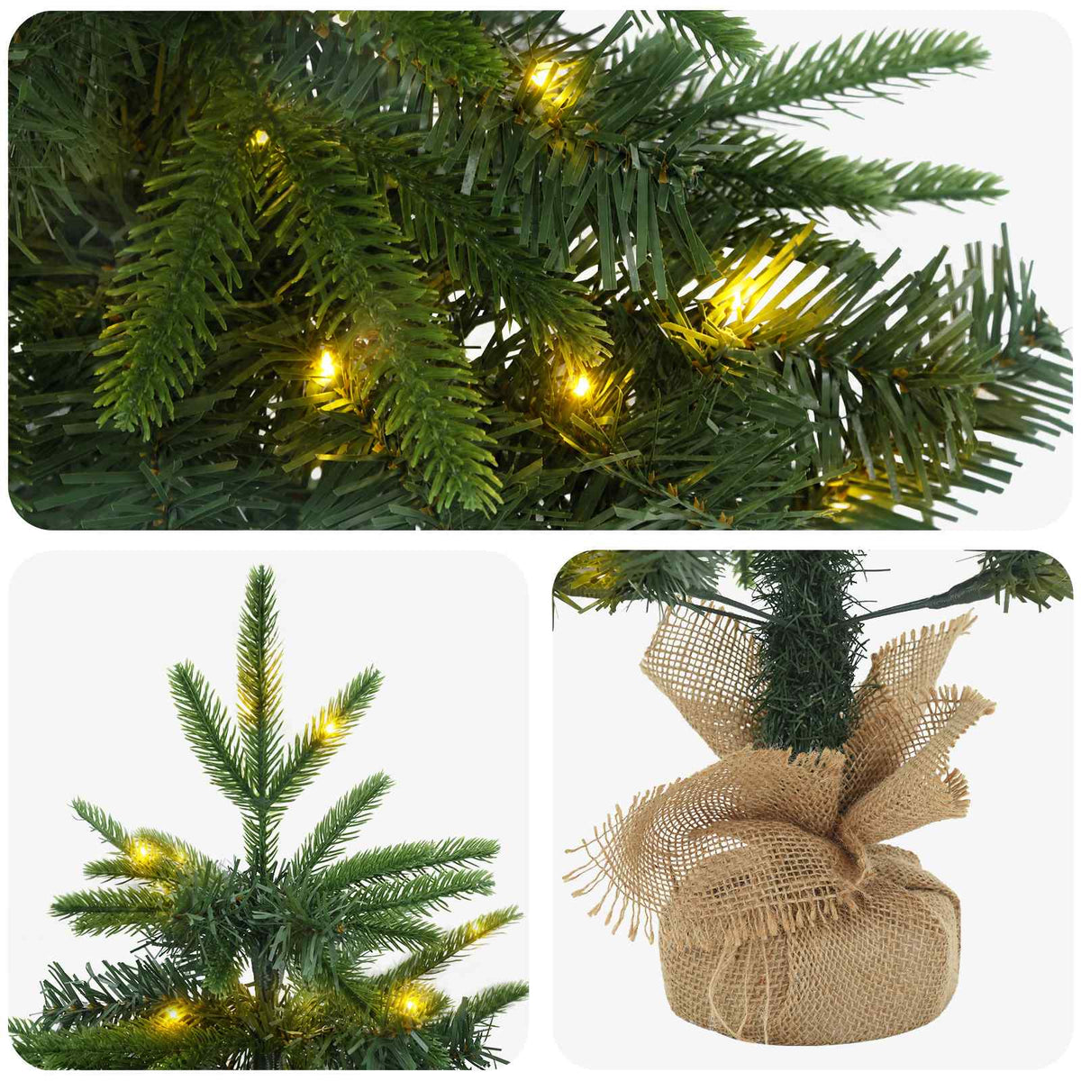 vidaXL Mini choinka świąteczna 45 cm 25 LED Ciepła biel PVC i PE