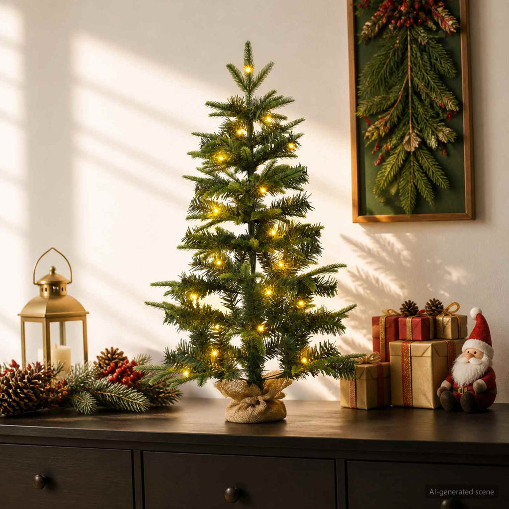 vidaXL Mini choinka świąteczna 45 cm 25 LED Ciepła biel PVC i PE