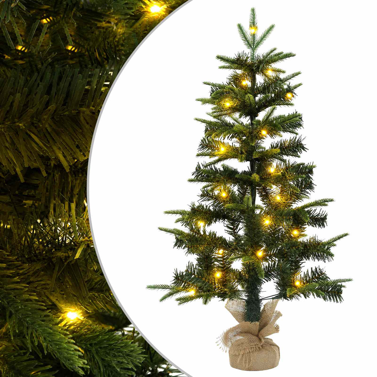vidaXL Mini choinka świąteczna 45 cm 25 LED Ciepła biel PVC i PE