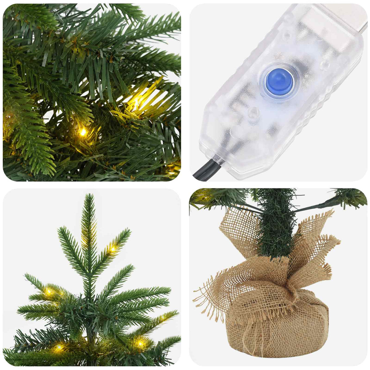 vidaXL Mini choinka świąteczna 90 cm 50 LED Ciepła biel PVC i PE