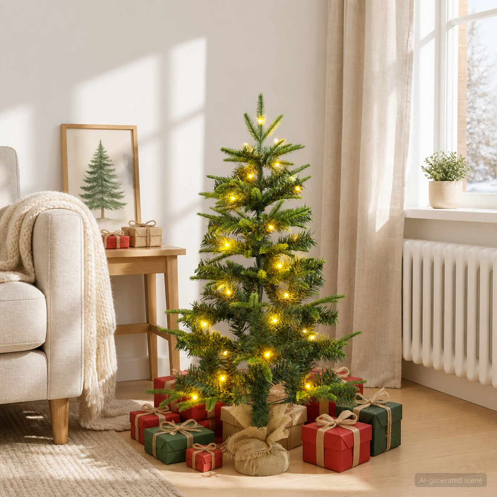 vidaXL Mini choinka świąteczna 90 cm 50 LED Ciepła biel PVC i PE