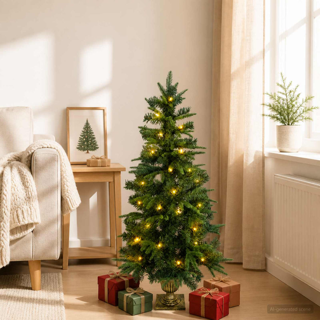 vidaXL Mini choinka świąteczna 120 cm 100 LED Ciepła biel PVC i PE