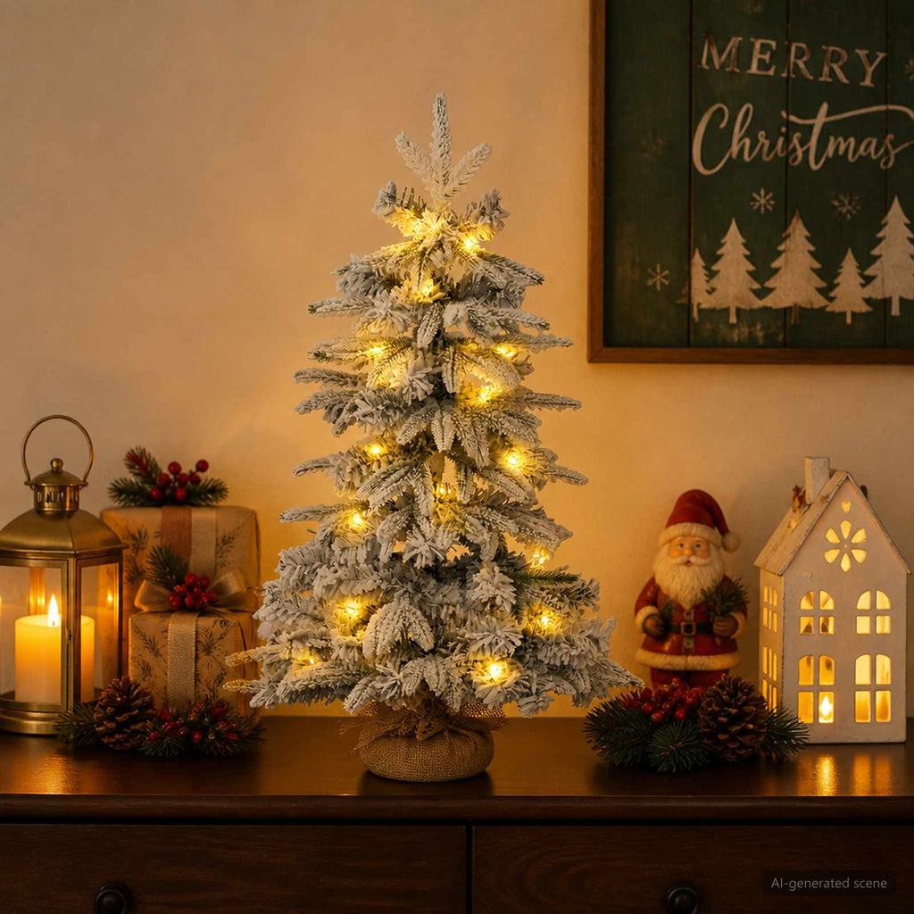 vidaXL Mini choinka świąteczna 45 cm 25 LED Ciepła biel PVC i PE