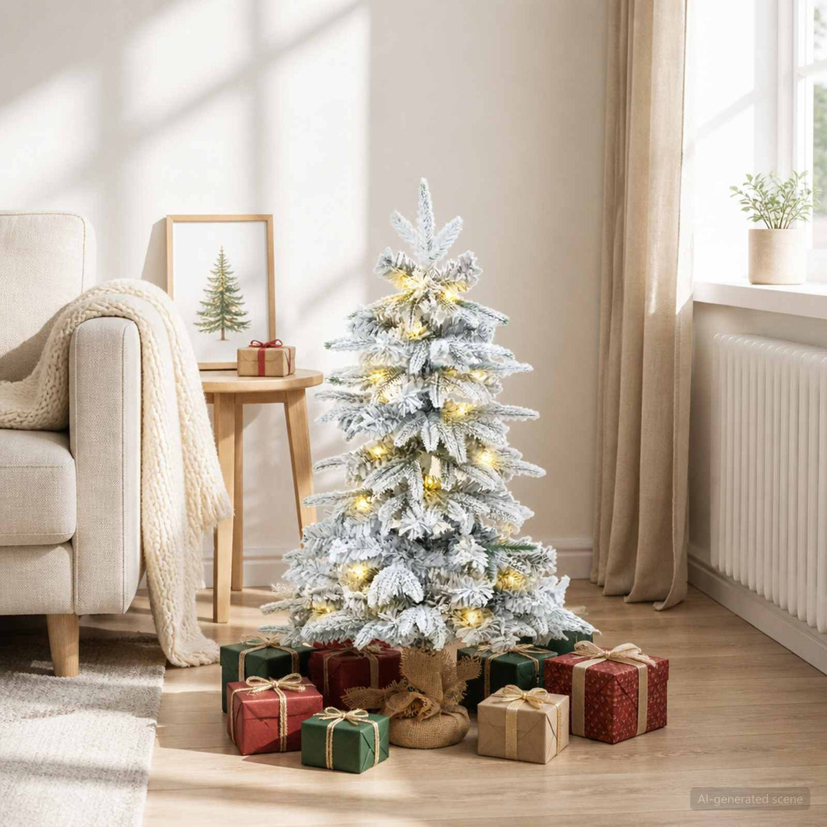 vidaXL Mini choinka świąteczna 90 cm 50 LED Ciepła biel PVC i PE