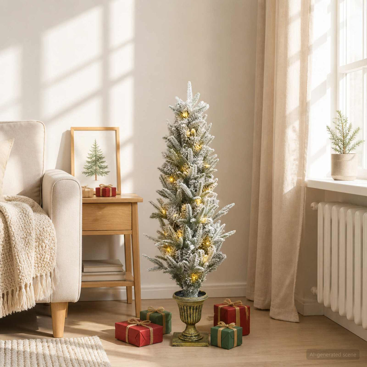 vidaXL Mini choinka świąteczna 120 cm 100 LED Ciepła biel PVC i PE