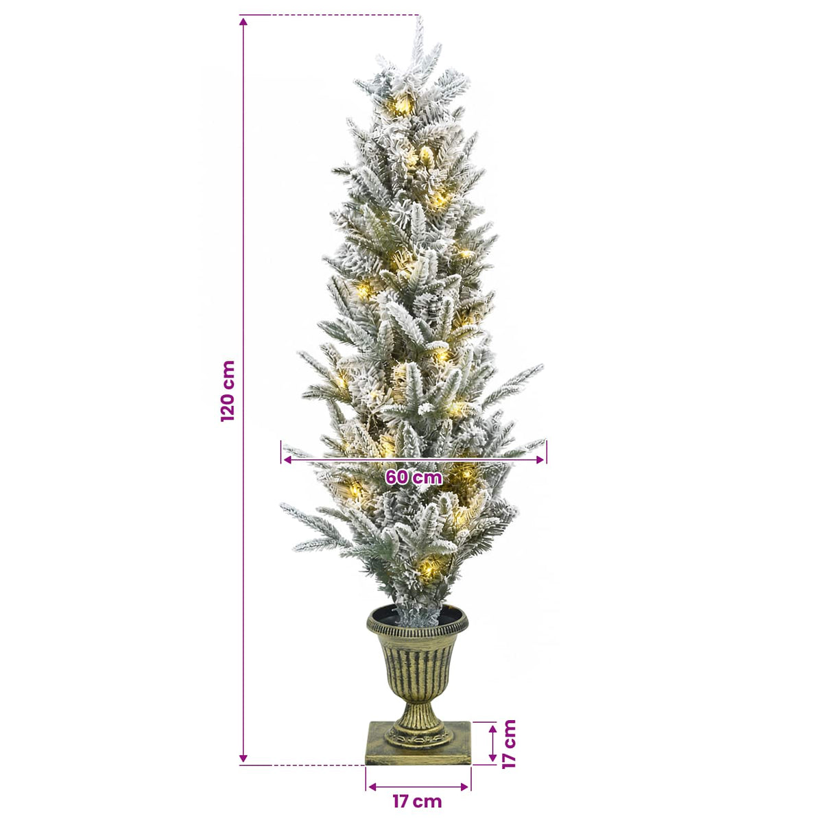 vidaXL Mini choinka świąteczna 120 cm 100 LED Ciepła biel PVC i PE