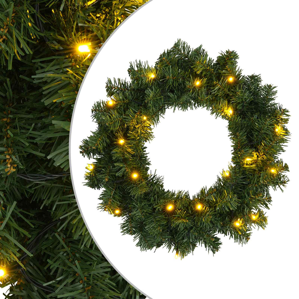 vidaXL Wianek Bożonarodzeniowy zielony Ø 50 cm PVC 25 LED