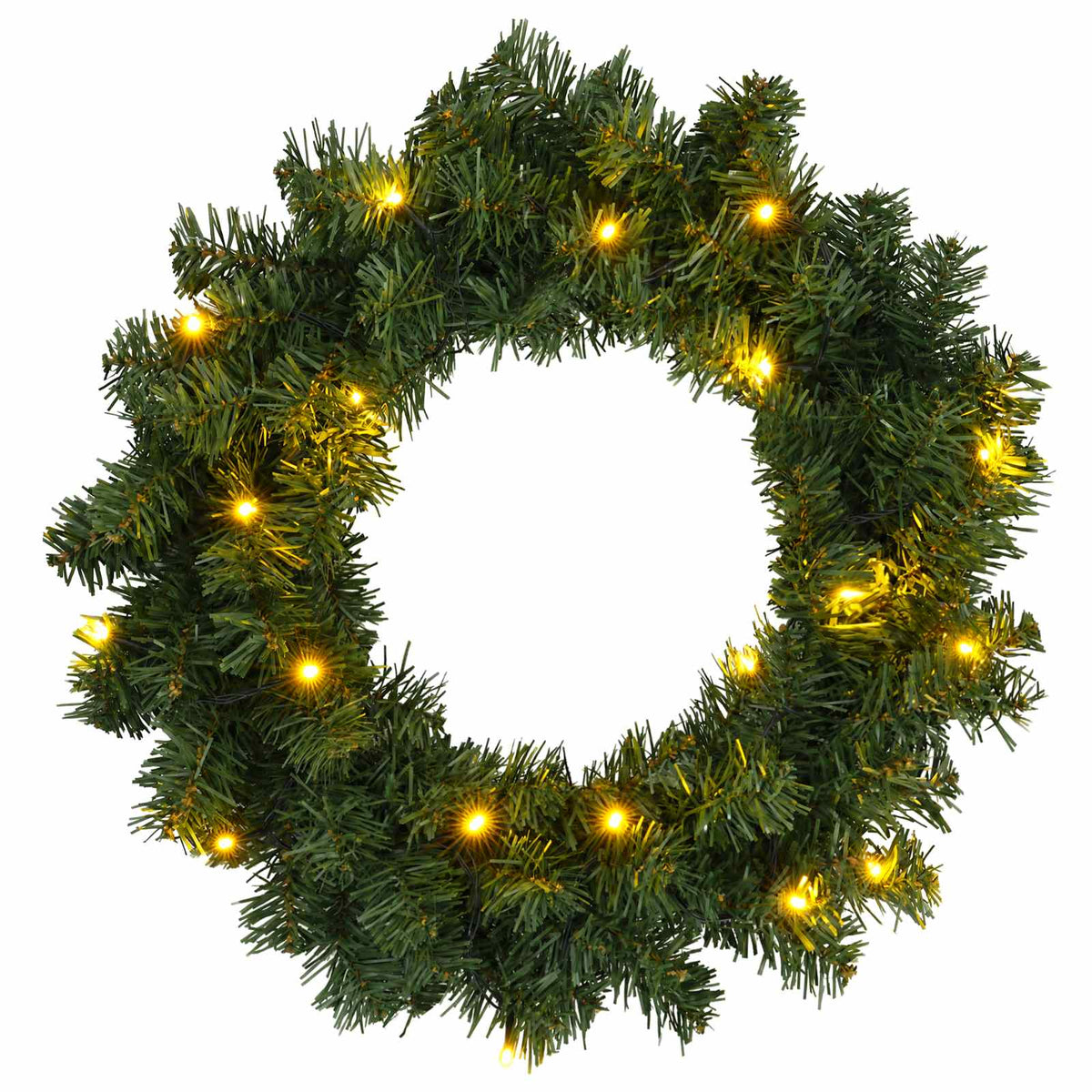 vidaXL Wianek Bożonarodzeniowy zielony Ø 50 cm PVC 25 LED