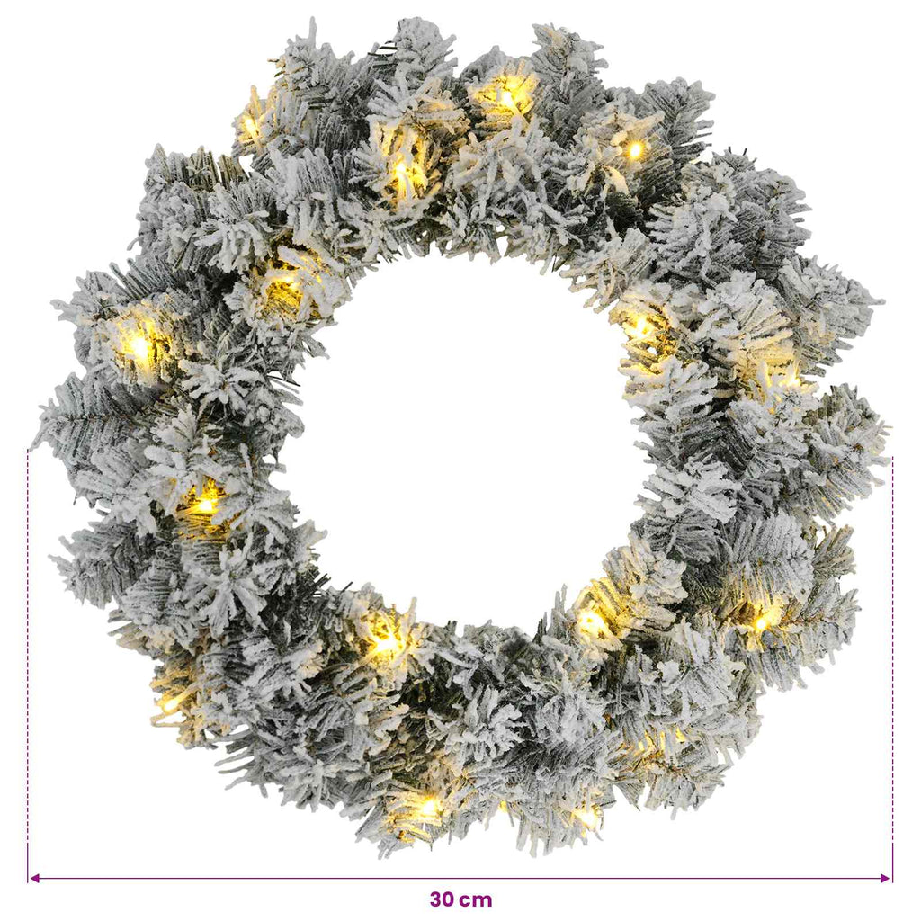 vidaXL Wianek Bożonarodzeniowy Zielony i Biały Ø 30 cm PVC 25 LED