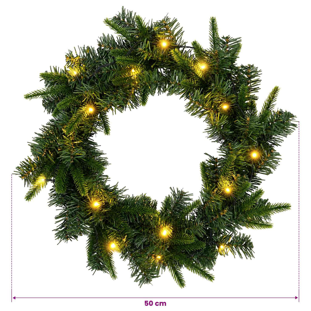 vidaXL Wianek Bożonarodzeniowy zielony Ø 50 cm PVC i PE 25 LED