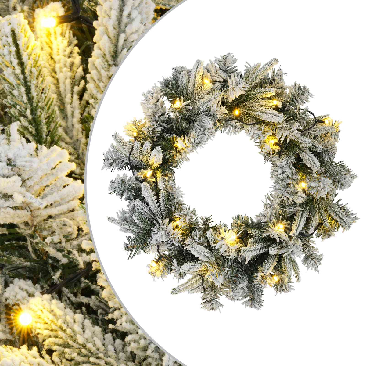 vidaXL Wianek Bożonarodzeniowy Zielony i Biały Ø 50 cm PVC i PE 25 LED