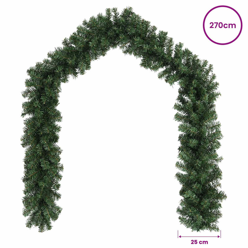 vidaXL Girlanda bożonarodzeniowa zielony 270 cm PVC