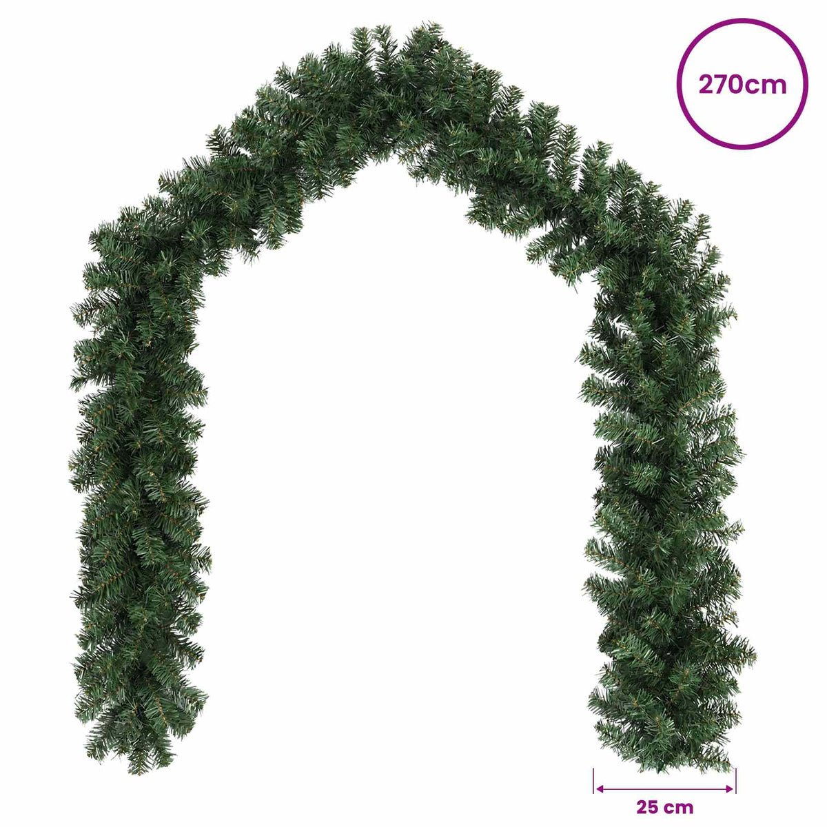vidaXL Girlanda bożonarodzeniowa zielony 270 cm PVC