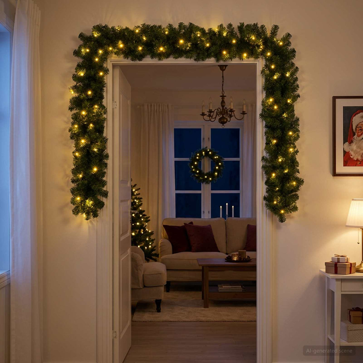 vidaXL Girlanda bożonarodzeniowa zielony 270 cm PVC 50 LED