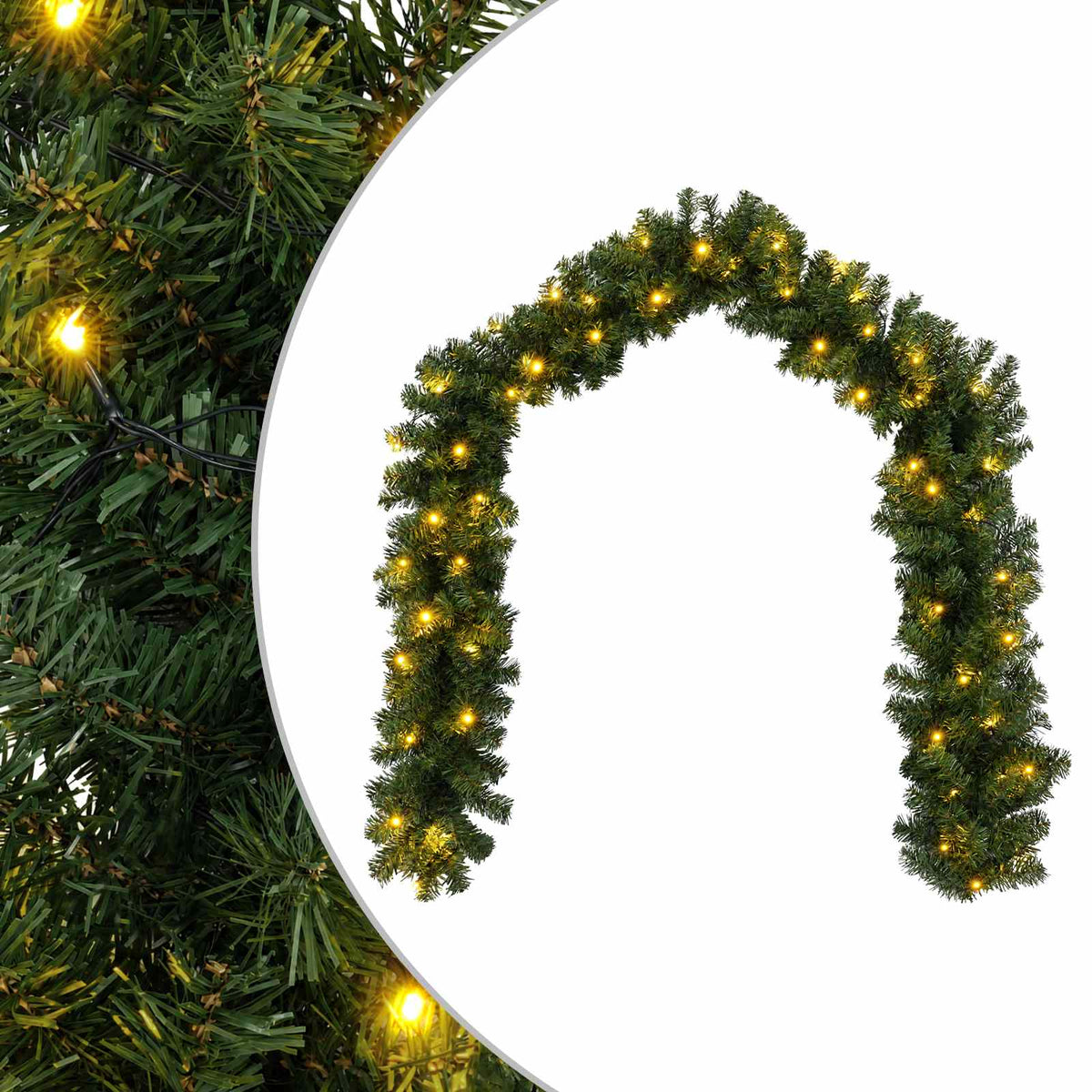 vidaXL Girlanda bożonarodzeniowa zielony 270 cm PVC 50 LED