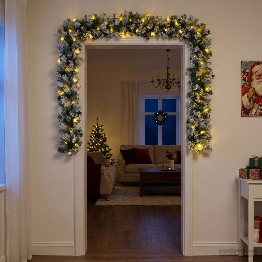 vidaXL Girlanda bożonarodzeniowa Zielony i Biały 270 cm PVC 50 LED