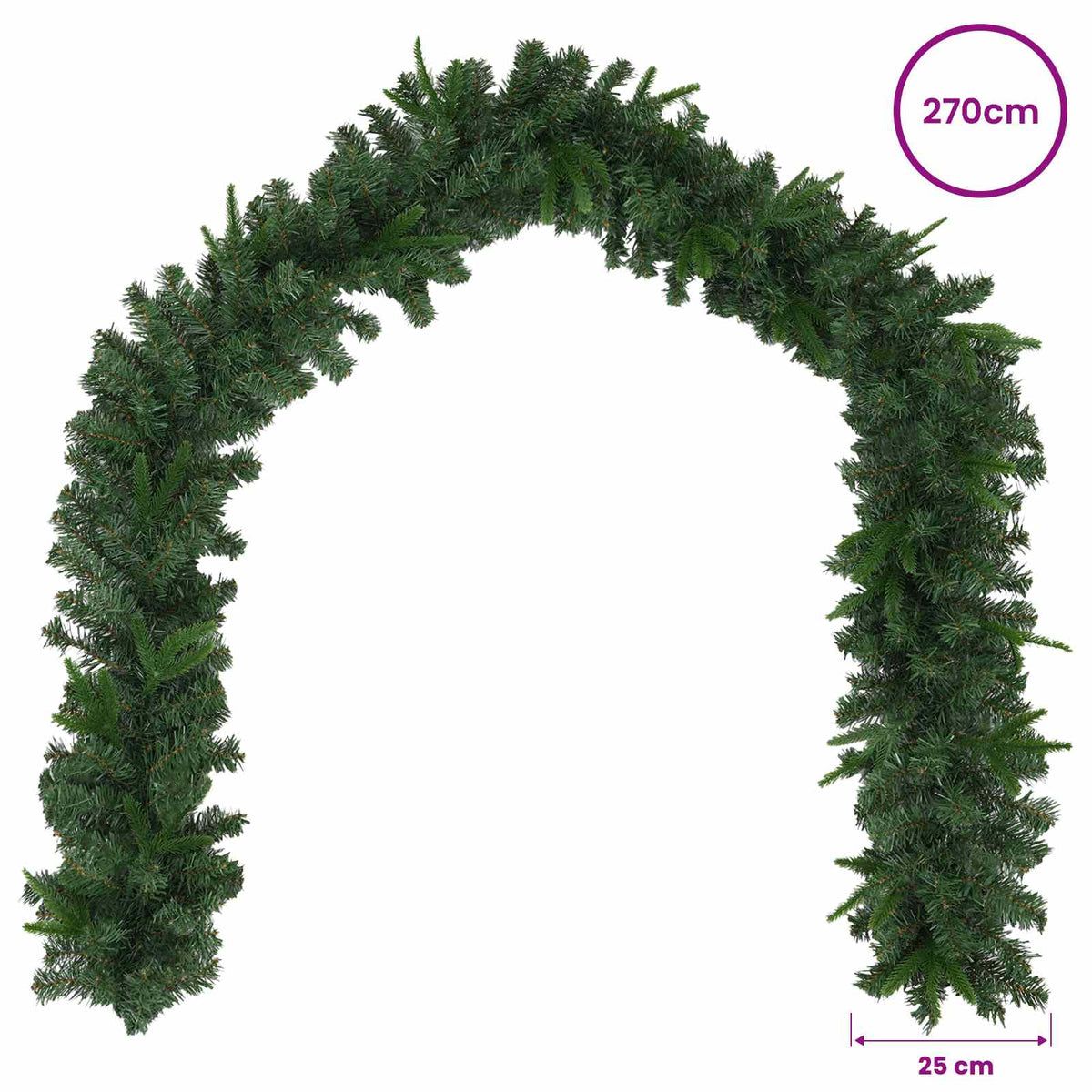 vidaXL Girlanda bożonarodzeniowa zielony 270 cm PVC i PE