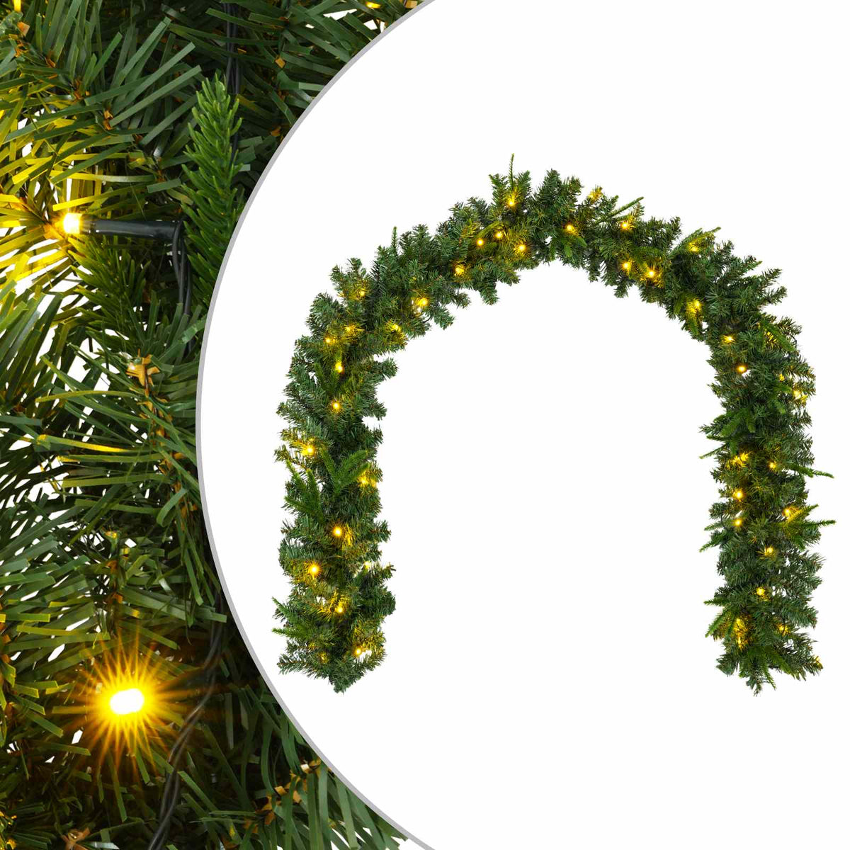 vidaXL Girlanda bożonarodzeniowa zielony 270 cm PVC i PE 50 LED