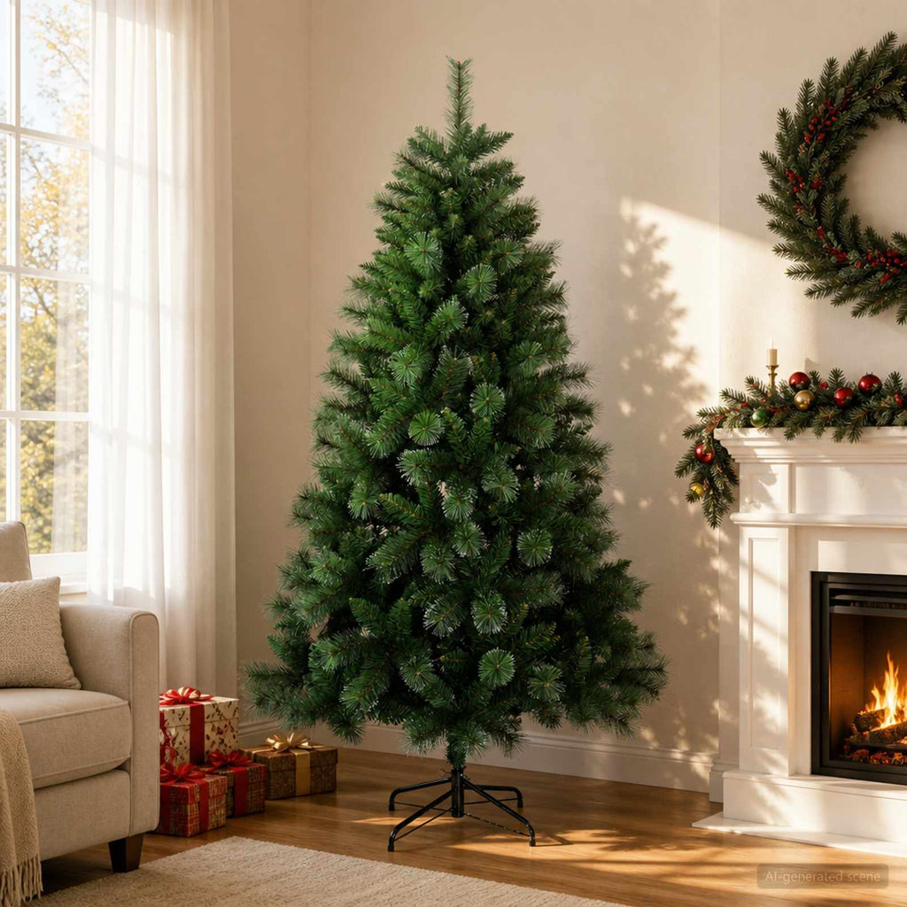 vidaXL Sztuczna choinka 120 cm PVC i Metal zielony