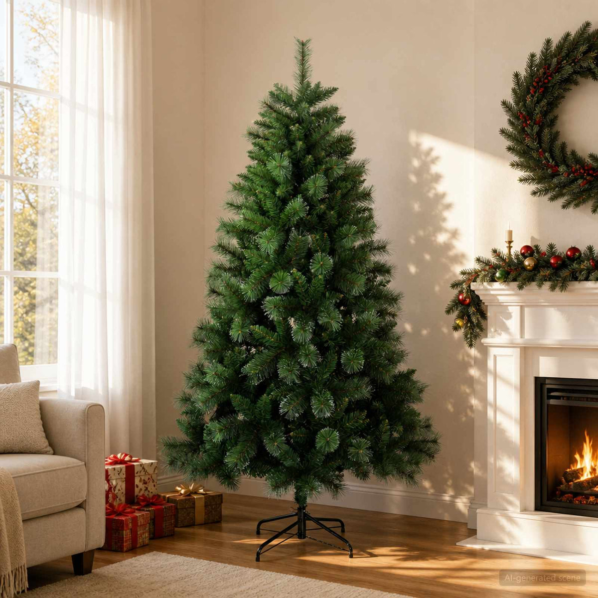 vidaXL Sztuczna choinka 120 cm PVC i Metal zielony