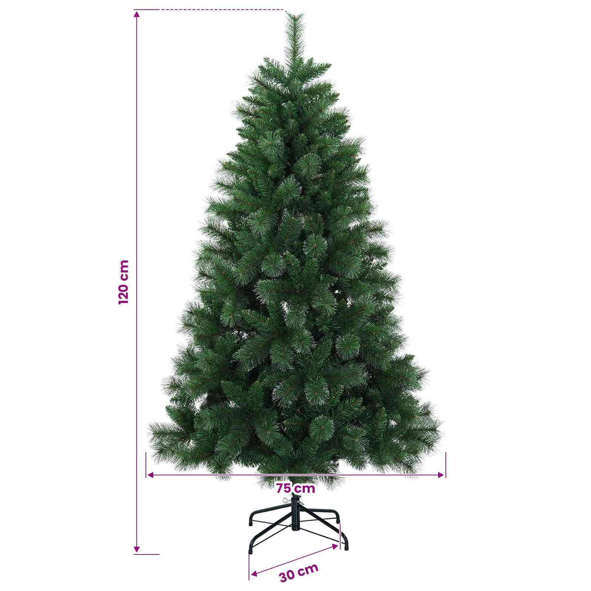 vidaXL Sztuczna choinka 120 cm PVC i Metal zielony
