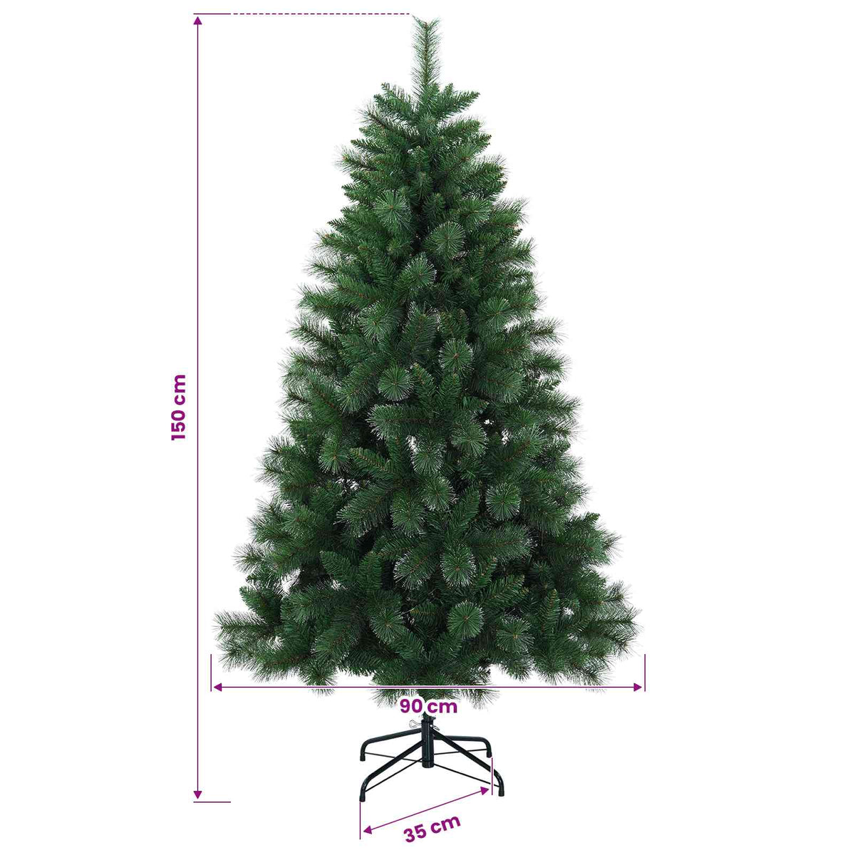 vidaXL Sztuczna choinka 150 cm PVC i Metal zielony