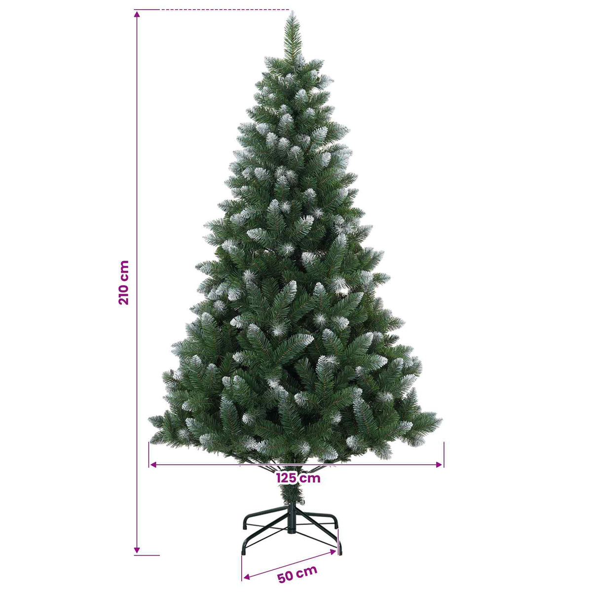 vidaXL Sztuczna choinka 210 cm PVC i Metal zielony