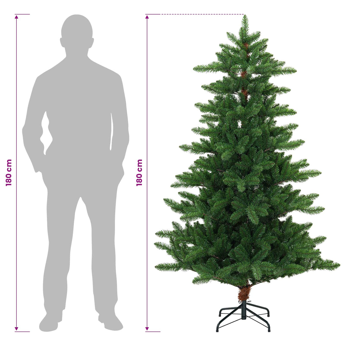 vidaXL Sztuczna choinka 180 cm PVC i Metal zielony