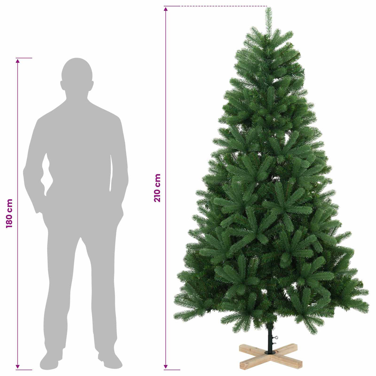 vidaXL Sztuczna choinka 210 cm PCV i lite drewno sosnowe zielony