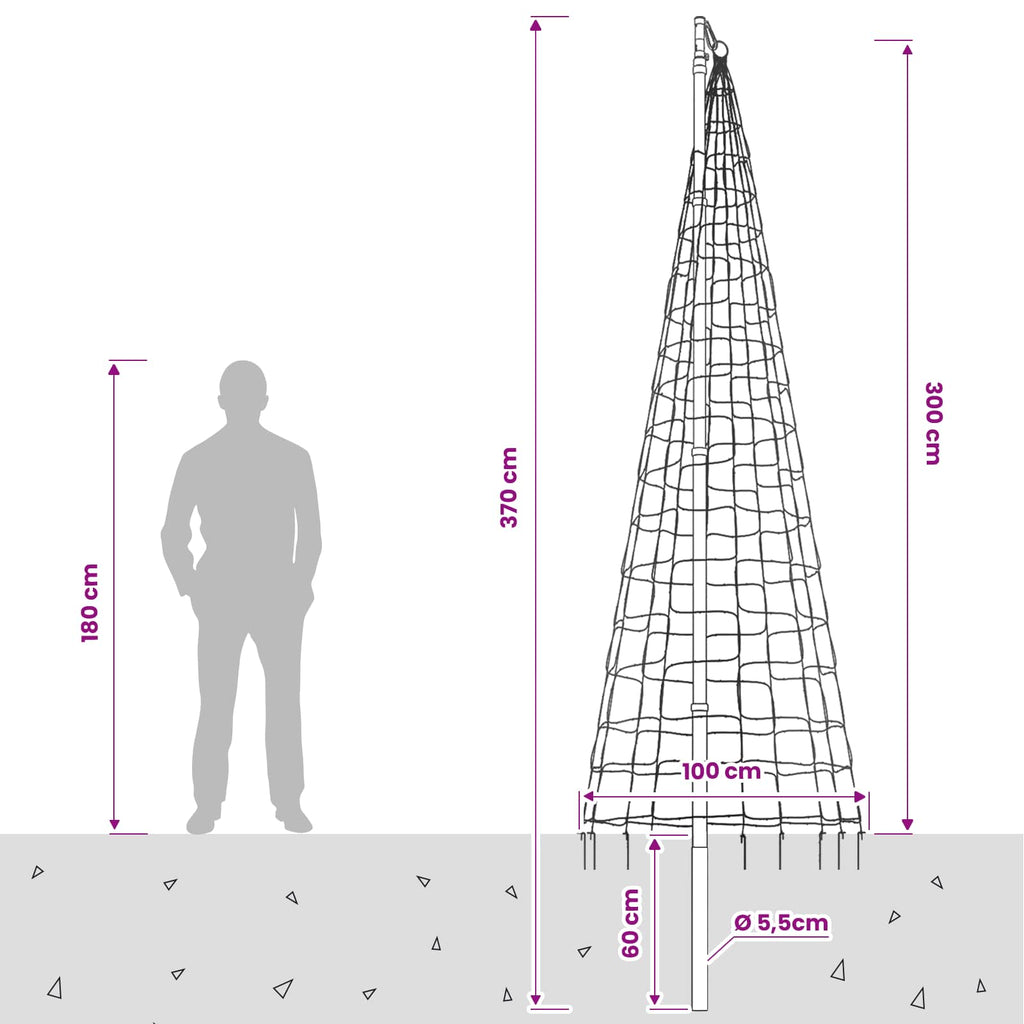 vidaXL Oświetlenie choinkowe ze szpilką i masztem flagowym 300 cm