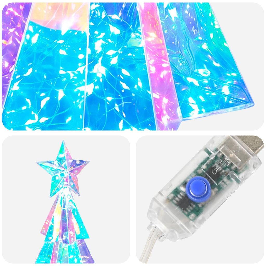 vidaXL Iryzująca pryzmatyczna choinka LED Wielokolorowe Ø 20 x 38 cm