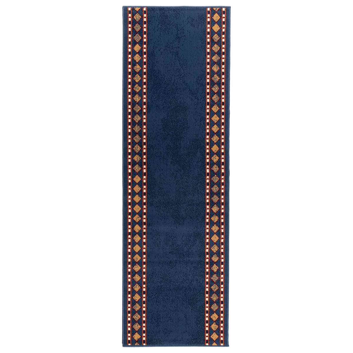 vidaXL Dywan Bieżnik FLORNES Tkany niebieski Diamenty 80 x 450 cm PP