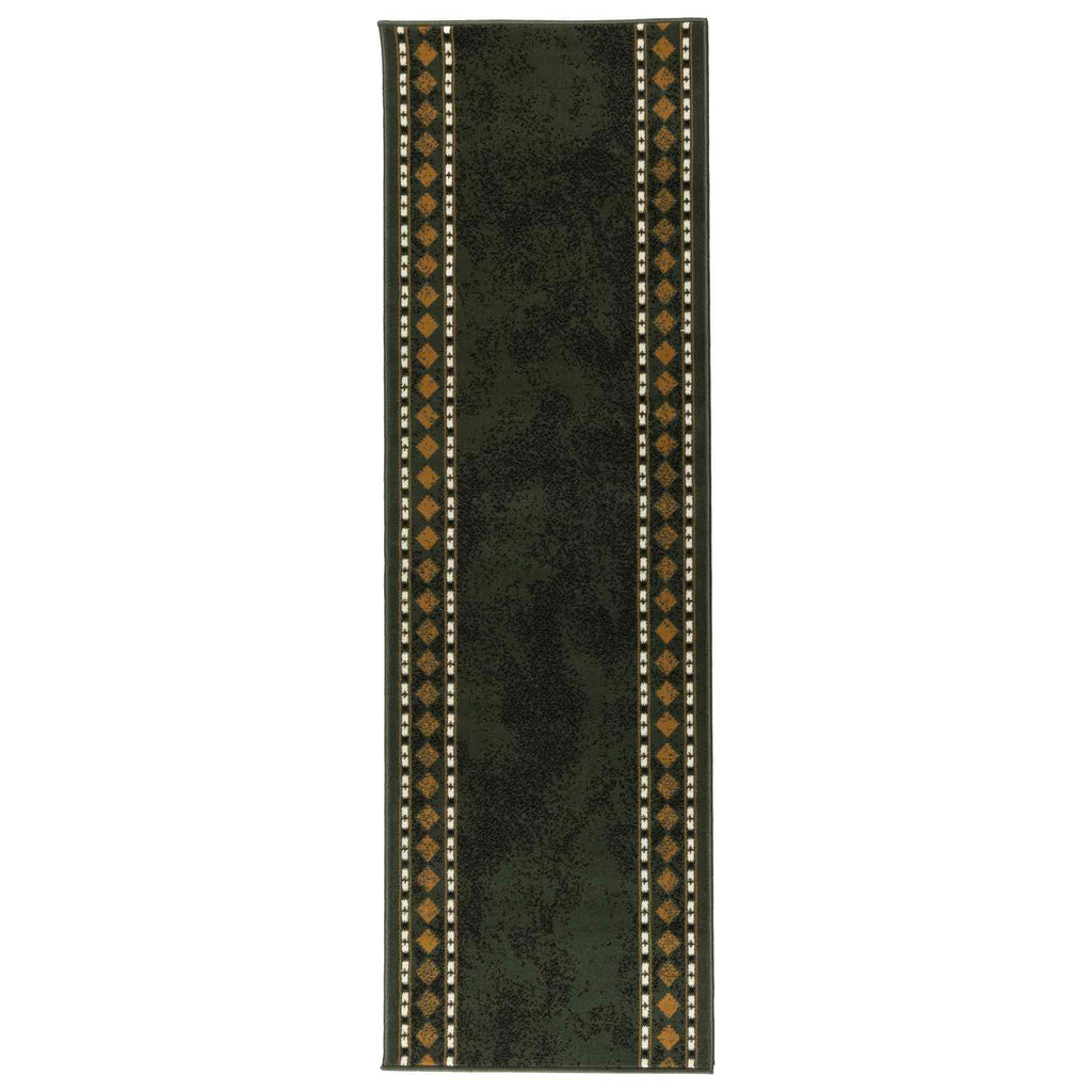vidaXL Dywan Bieżnik FLORNES Tkany zielony Diamenty 67 x 200 cm PP