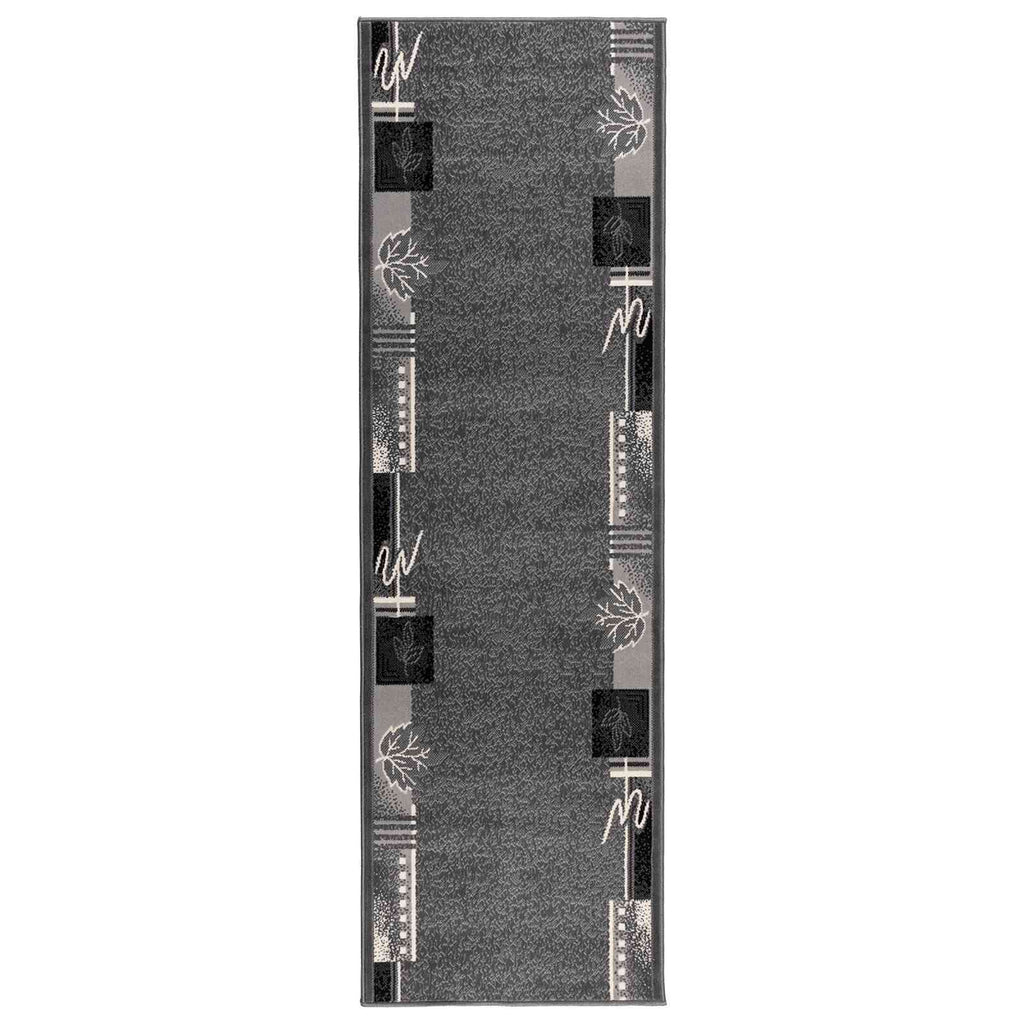 vidaXL Dywan Bieżnik FLORNES Tkany Szary Liście 100 x 200 cm PP 7 mm