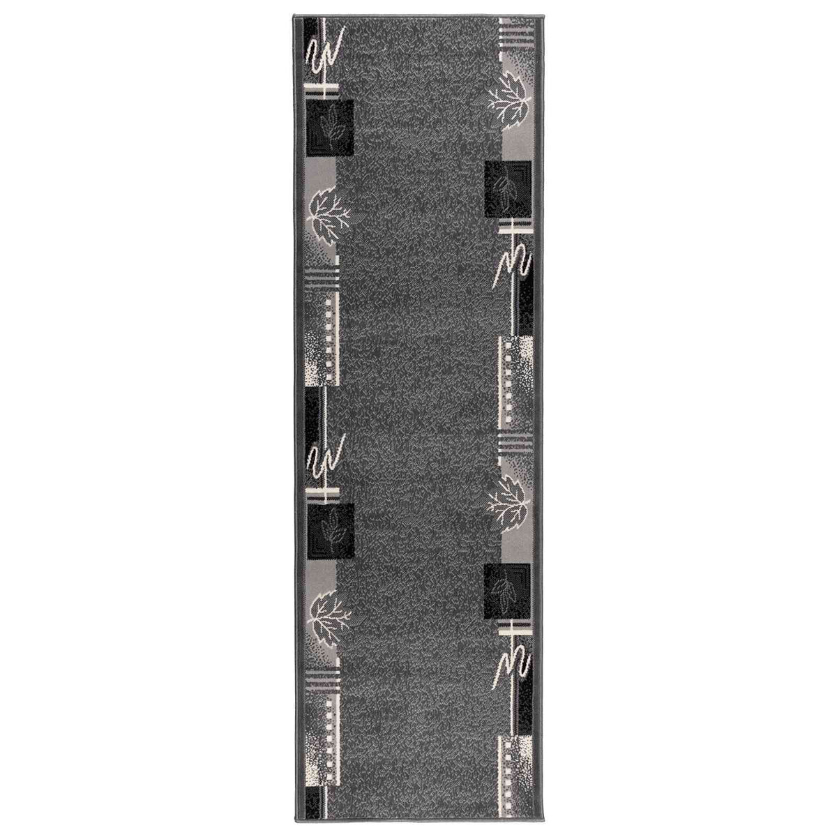 vidaXL Dywan Bieżnik FLORNES Tkany Szary Liście 100 x 200 cm PP 7 mm