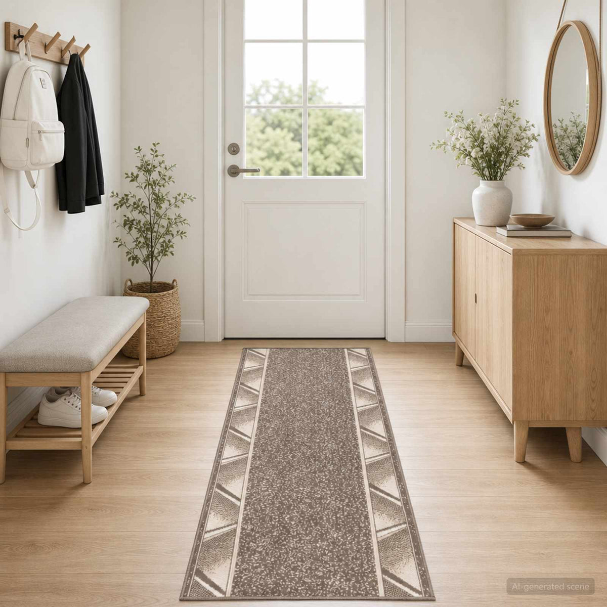 vidaXL Dywan Bieżnik FLORNES Tkany Szarobeżowy PP 7 mm