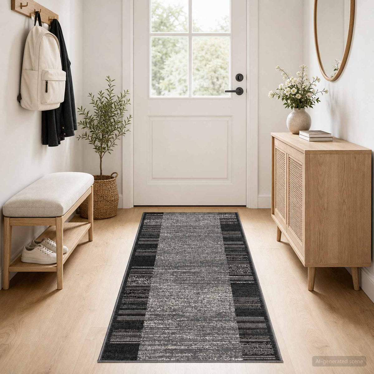 vidaXL Dywan Bieżnik FLORNES Tkany Szary PP 7 mm