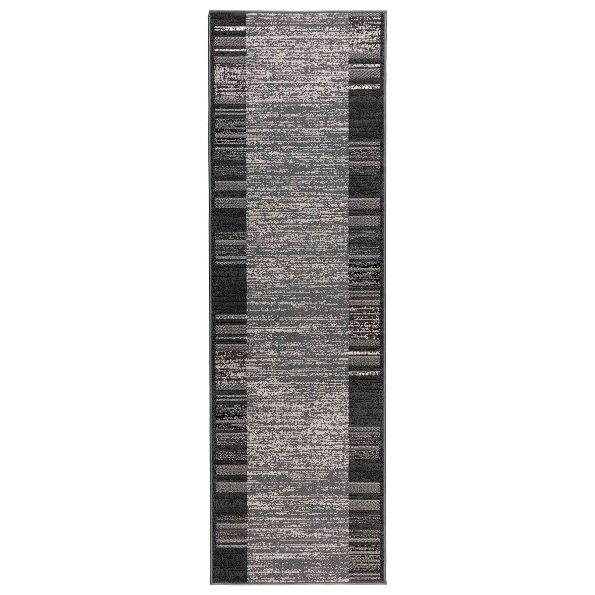 vidaXL Dywan Bieżnik FLORNES Tkany Szary Paski 67 x 250 cm PP 7 mm
