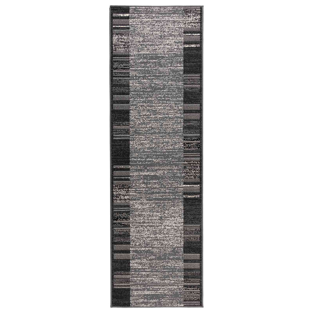 vidaXL Dywan Bieżnik FLORNES Tkany Szary Paski 100 x 250 cm PP 7 mm