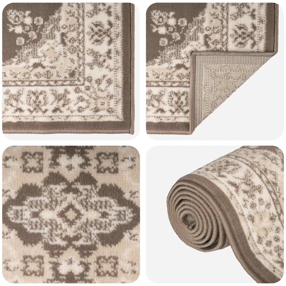 vidaXL Dywan Bieżnik FLORNES Tkany Szarobrązowy wzór 80 x 200 cm PP