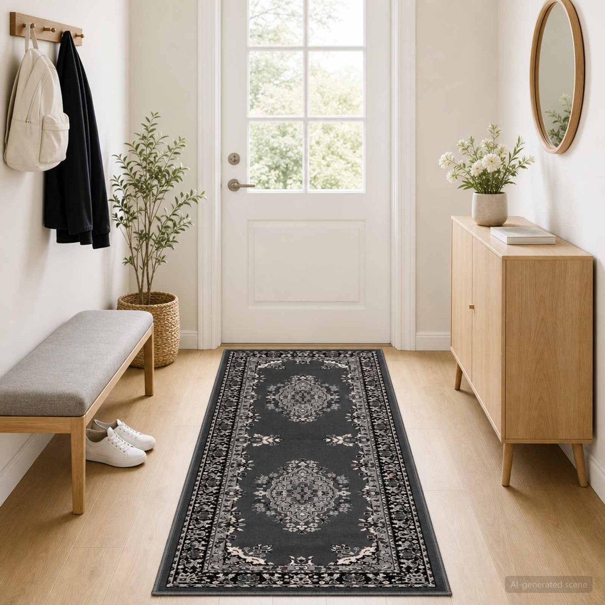 vidaXL Dywan Bieżnik FLORNES Tkany Szary PP 7 mm