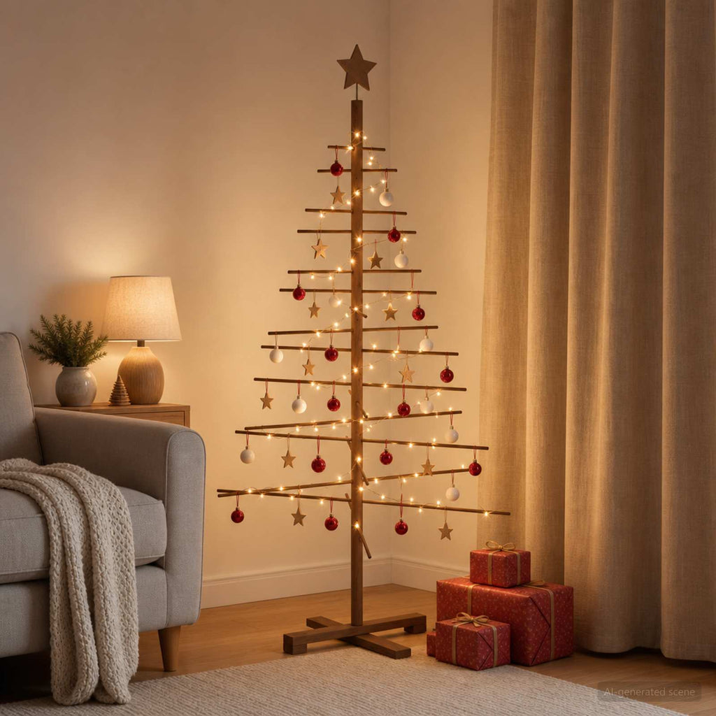 vidaXL Drewniana choinka 150 cm Bambus i lite drewno sosnowe