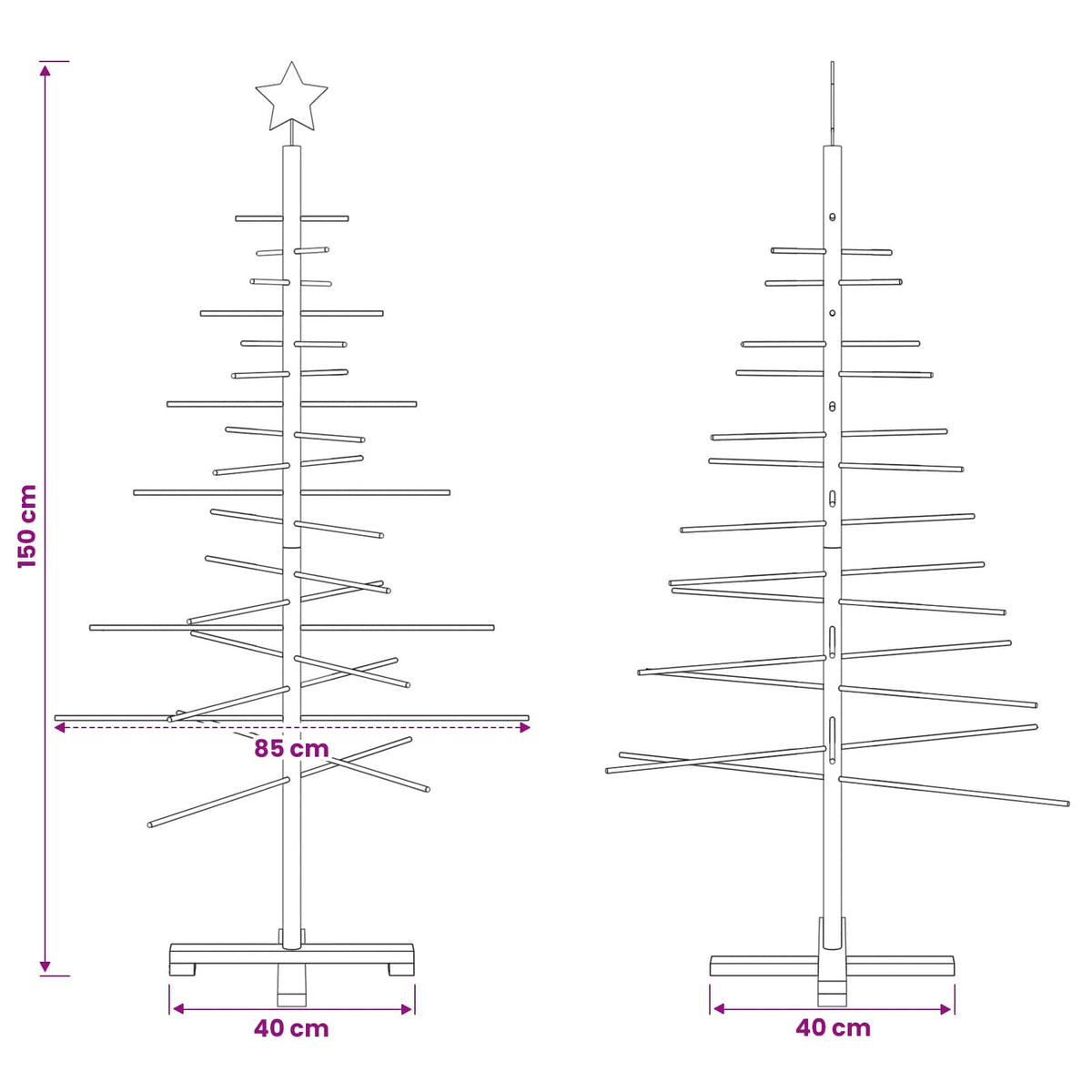 vidaXL Drewniana choinka 150 cm Bambus i lite drewno sosnowe