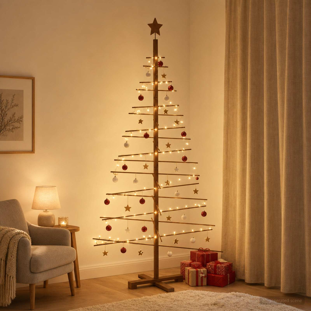vidaXL Drewniana choinka 180 cm Bambus i lite drewno sosnowe
