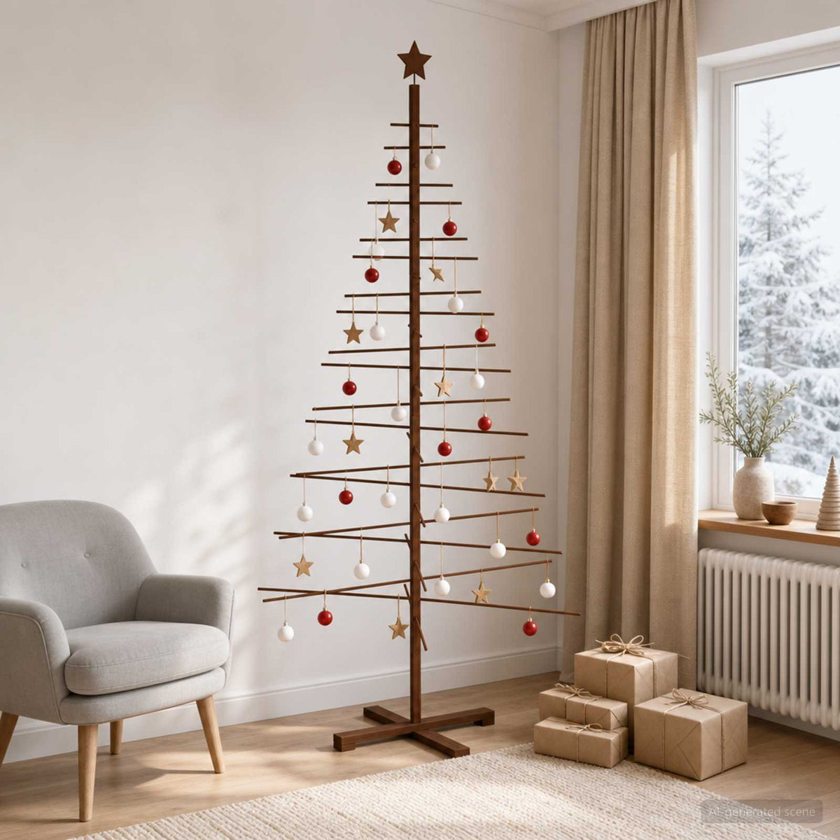 vidaXL Drewniana choinka 210 cm Bambus i lite drewno sosnowe