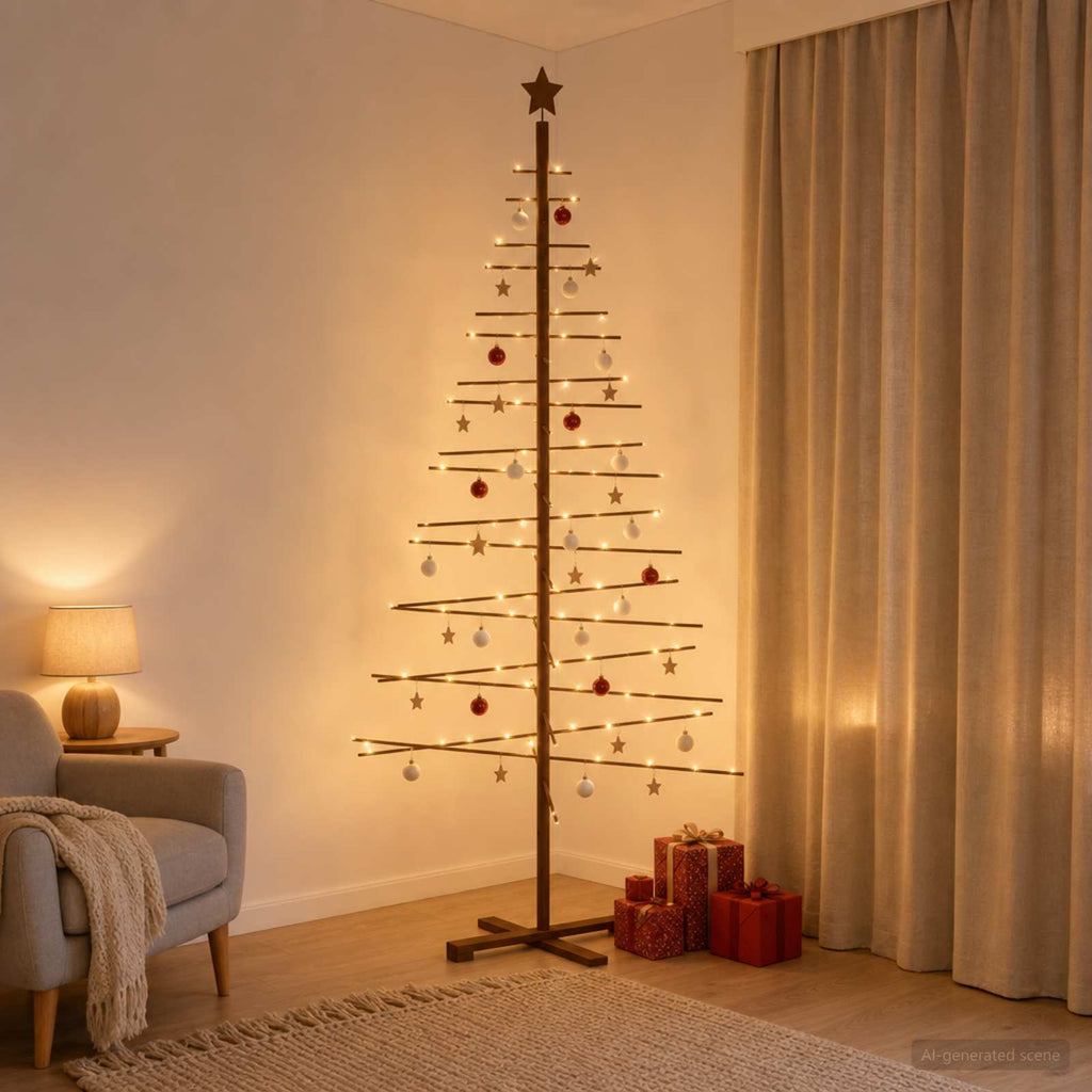 vidaXL Drewniana choinka 210 cm Bambus i lite drewno sosnowe