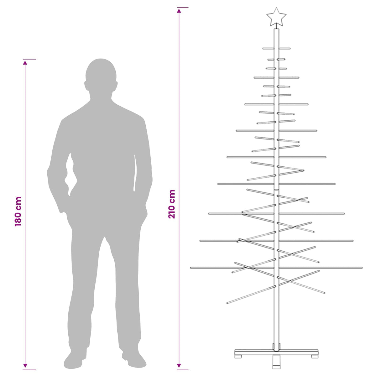 vidaXL Drewniana choinka 210 cm Bambus i lite drewno sosnowe