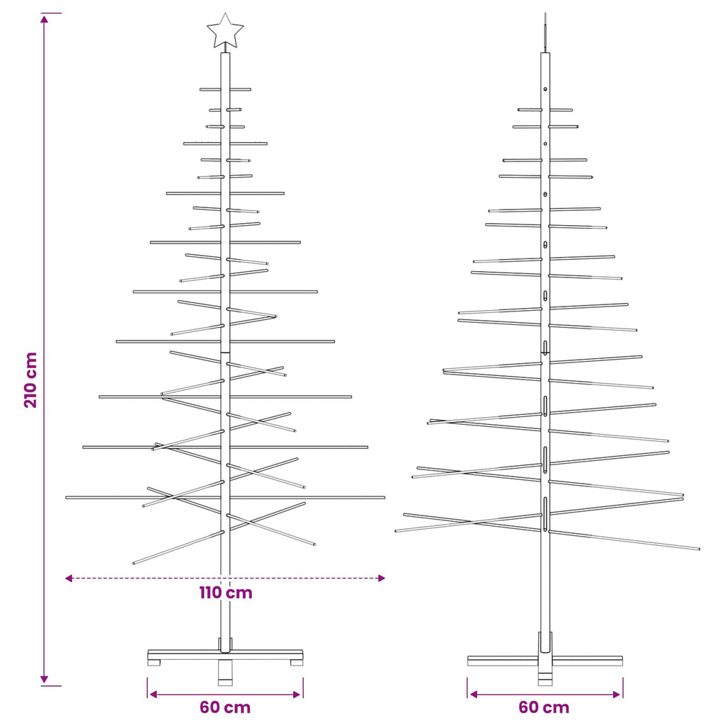 vidaXL Drewniana choinka 210 cm Bambus i lite drewno sosnowe